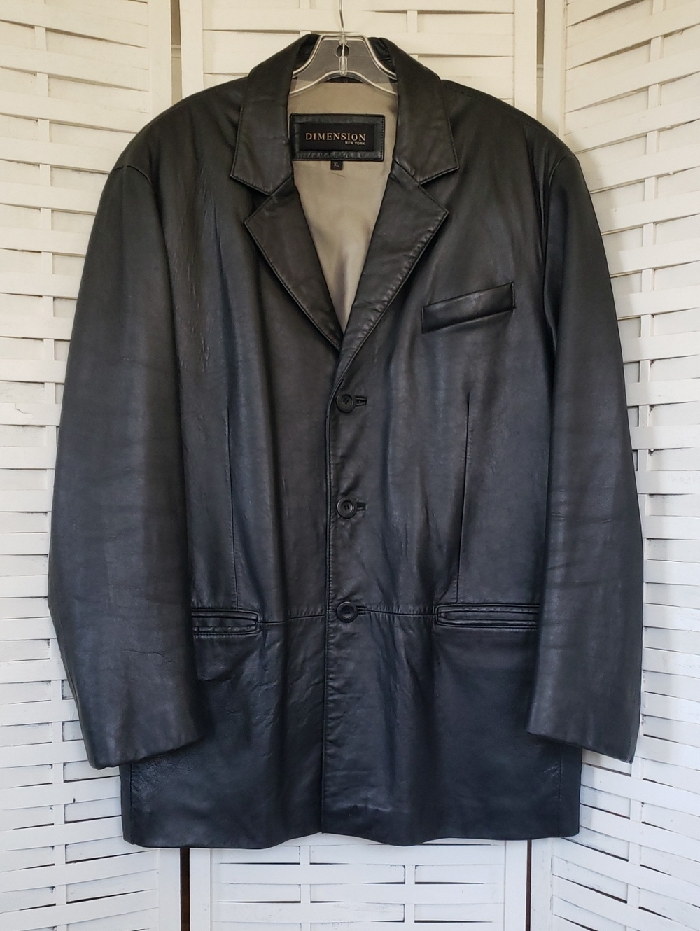 Dimensions NY Men's Black Leather Blazer Jacket Size XL